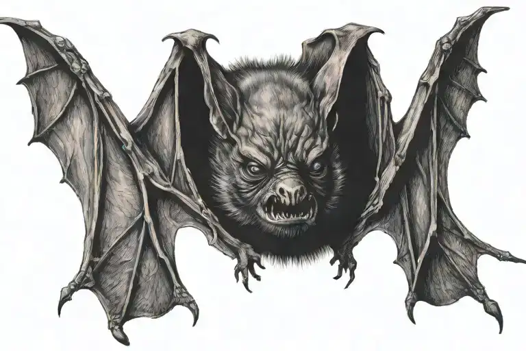 bat hanging upside tattoo design idea