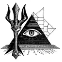 Anubis scepter, Osiris eye, pyramid tattoo design idea