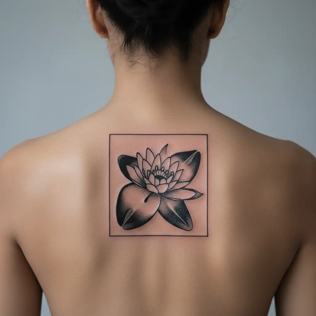 floral with lily pad or frog tattoo design idea