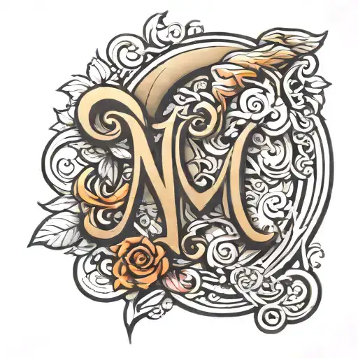 Create a tattoo for the triceps. The letter M should appear 3 times. tattoo design idea