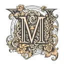 Create a tattoo for the triceps. The letter M should appear 3 times. tattoo design idea