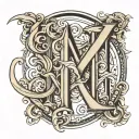 Create a tattoo for the triceps. The letter M should appear 3 times. tattoo design idea