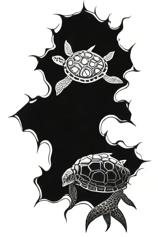 tribal turtle in the abyss  tattoo design idea