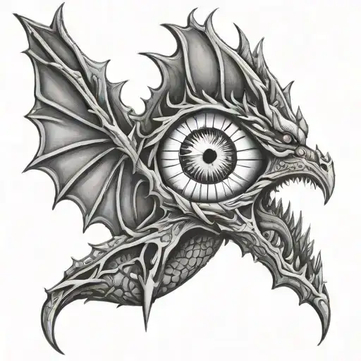 eye inside a dragon tattoo design idea