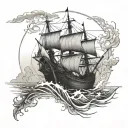 ship finding its way back home tattoo design idea