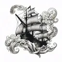 ship finding its way back home tattoo design idea