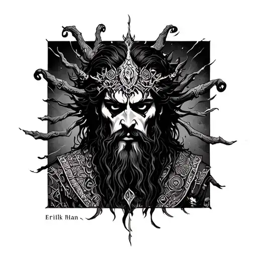 Turkish mythology Erlik Han is gloomy and terrible with the underground god tattoo design idea