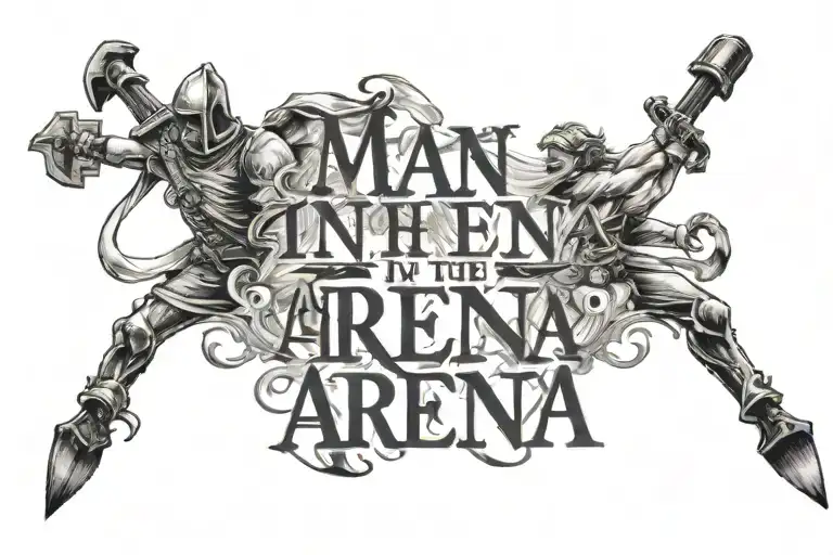 "Man in the Arena" quote written across tattoo design idea