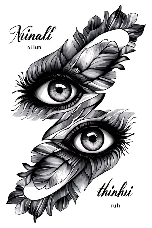 nimali nelum thilini ruhi name tattoo design so that eyes apper on either side of the names tattoo design idea