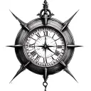 Half Clock Half Compass tattoo design idea