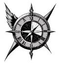 Half Clock Half Compass tattoo design idea