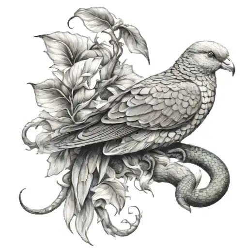 Snake And Dove tattoo design idea