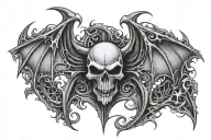 Avenged sevenfold deathbat logo cyber sigilism tattoo design idea