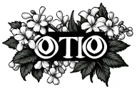 Name Otto surrounded by lilly of the valley and hawthorn flowers tattoo design idea