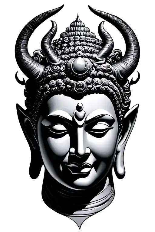 Buddha and devil tattoo design idea