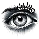 eye with the word sonder tattoo design idea