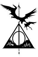 deathly hallows from Harry Potter Dali style landscape inside patronis tattoo design idea