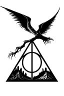 deathly hallows from Harry Potter Dali style landscape inside patronis tattoo design idea