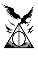 deathly hallows from Harry Potter Dali style landscape inside patronis tattoo design idea