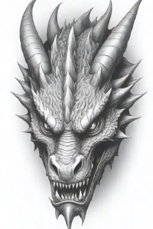 dragon face 3/4th view tattoo design idea