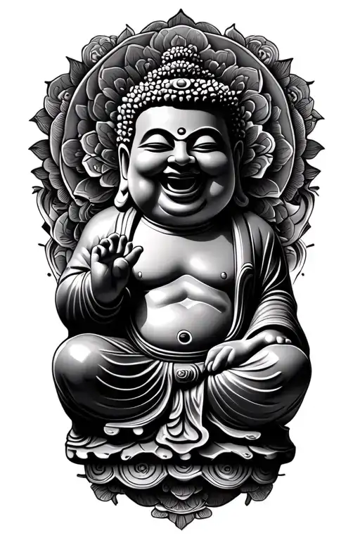 laughing buddha tattoo design idea