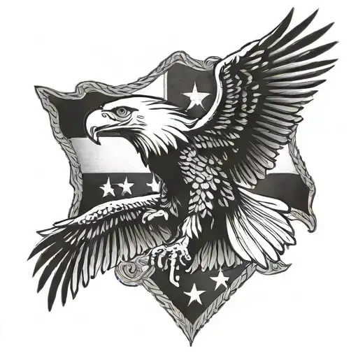 Eagle holding Turkish Flag and Texas Flag gawking tattoo design idea