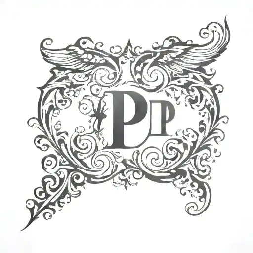 I want a tatto with the 2 letters p and p facing each other in a mirror image tattoo design idea