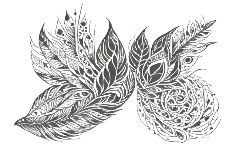 cat paw print in the infinity of a feather tattoo design idea