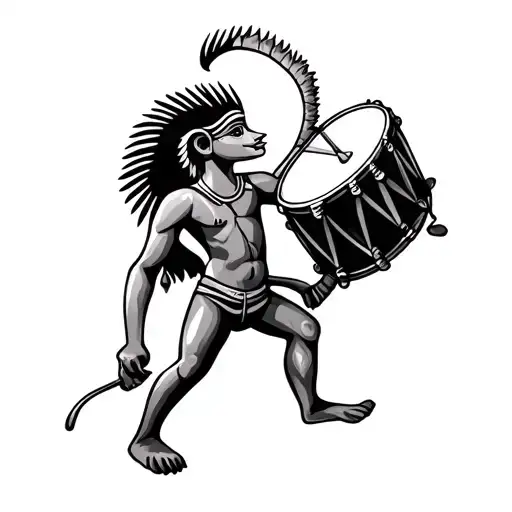 Kokopelli playing drum tattoo design idea