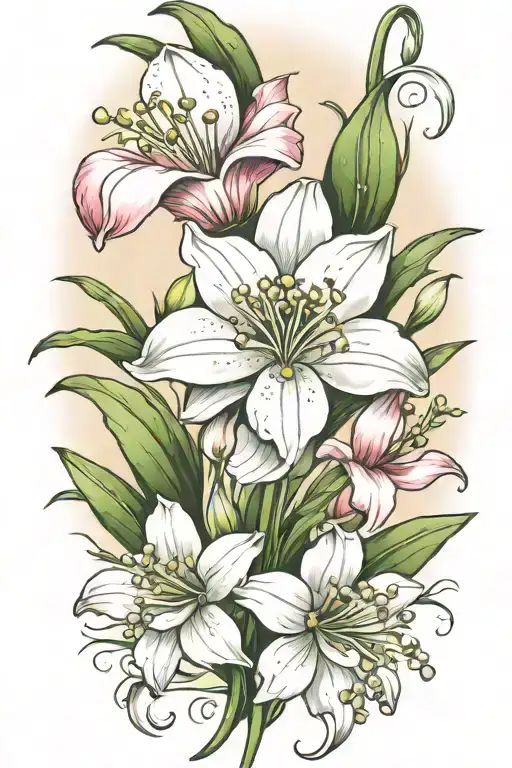 snowdrop flower and carnation flower, benjamin written tattoo design idea