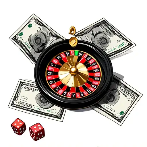life is a gamble roulette table with cash and dice  tattoo design idea