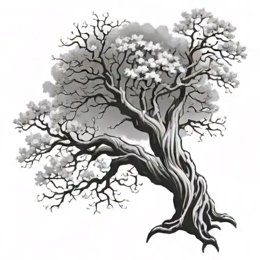 posion tree with a A initial no leafs tattoo design idea