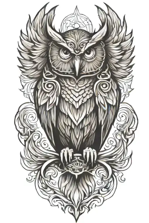 phoenix / owl tattoo design idea