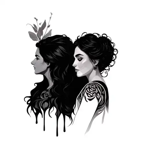 poly relationship male female female tattoo design idea