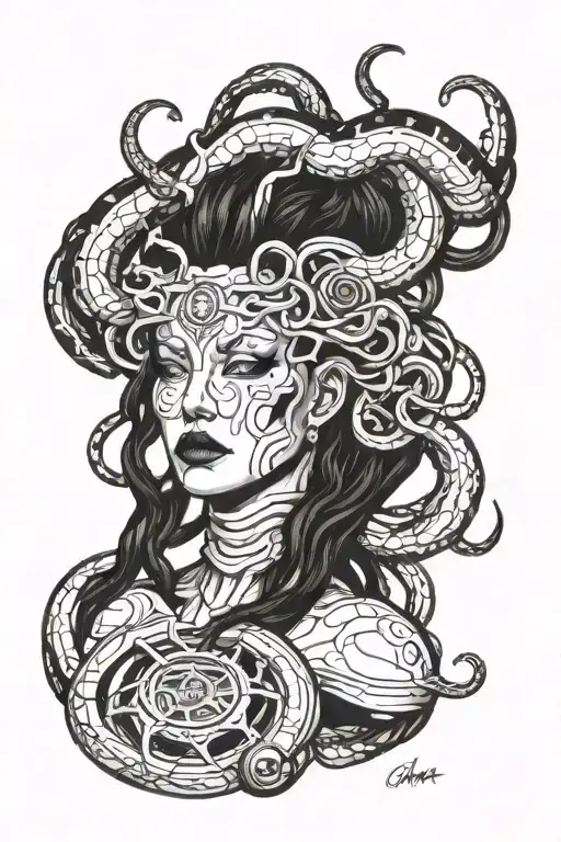 Medusa cyborg inspired tattoo design tattoo design idea