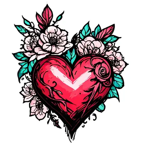 k c with heart tattoo design idea
