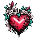 k c with heart tattoo design idea