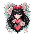 k c with heart tattoo design idea