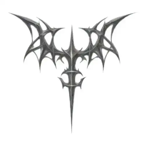 the logo of a black metal band medieval tattoo design idea