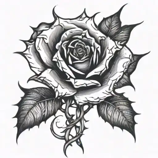 Rose thorns going around both collarbones tattoo design idea