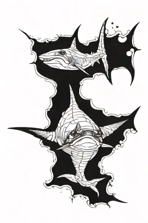 hammerhead shark top view tattoo design idea