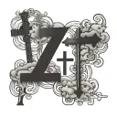 crosses, bible verse, roman numeral, clouds surrounding, family  tattoo design idea