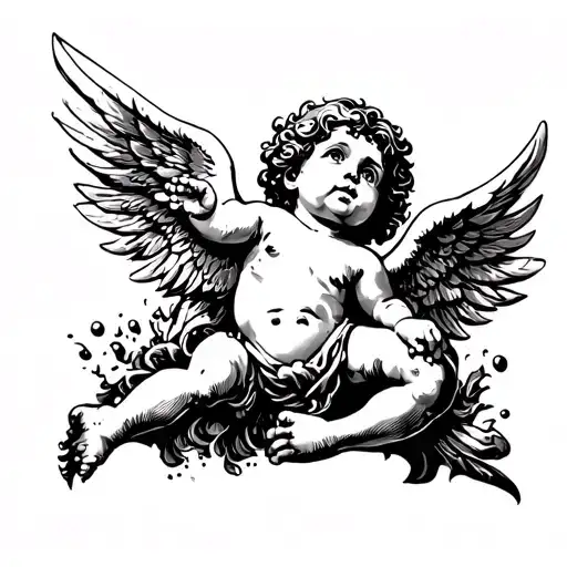 cherub detonating tnt tattoo design idea