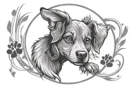 Halo wit a dog paw print and a halo symbolizing tattoo design idea