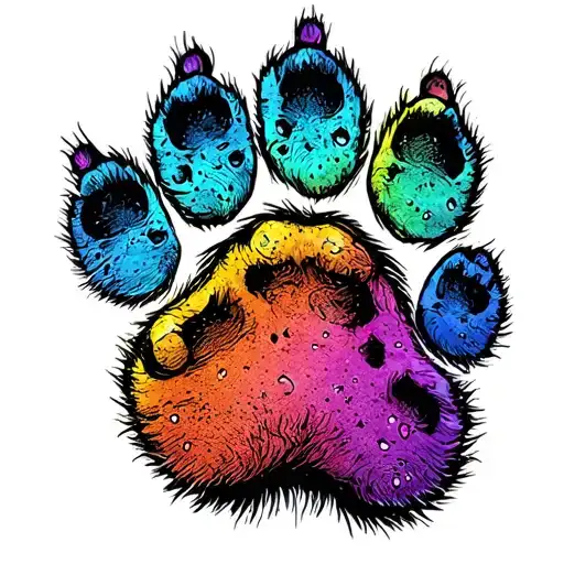 cat paw print outline with freckles and different color toes  tattoo design idea