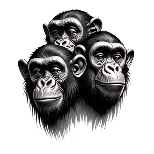 three wise monkeys but without using monkeys tattoo design idea