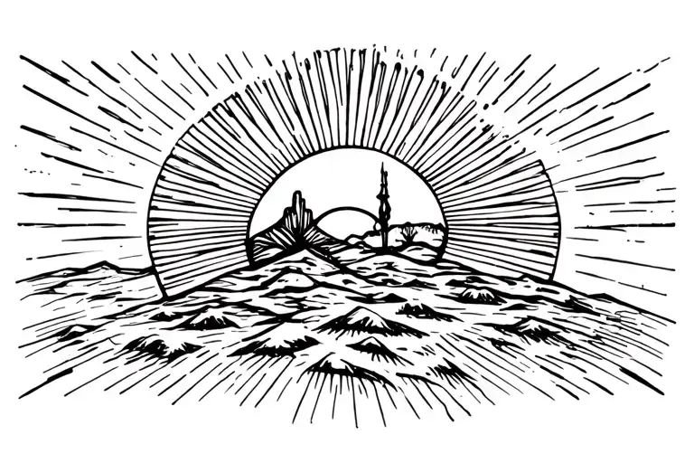 desert sunset tattoo design idea