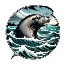navy seal pin with ocean waves  tattoo design idea