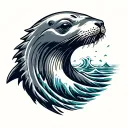 navy seal pin with ocean waves  tattoo design idea