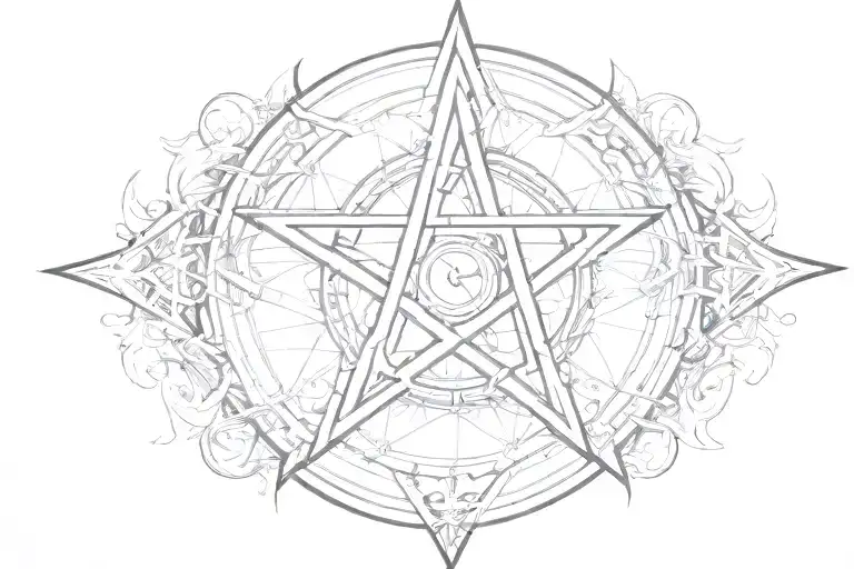 pentagram drawn with baphomet   tattoo design idea